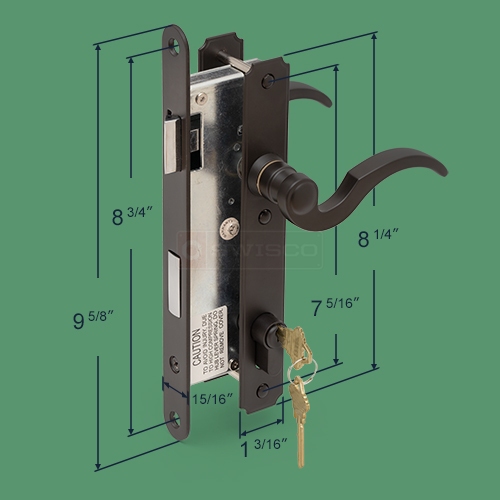 Brass Atrium Door Lever Lockset